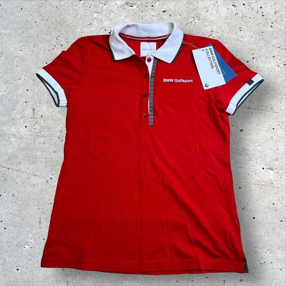 BMW Golfsport Collection Polo Shirt NWT Red White Black Logo Golf Apparel Size M - Picture 1 of 8